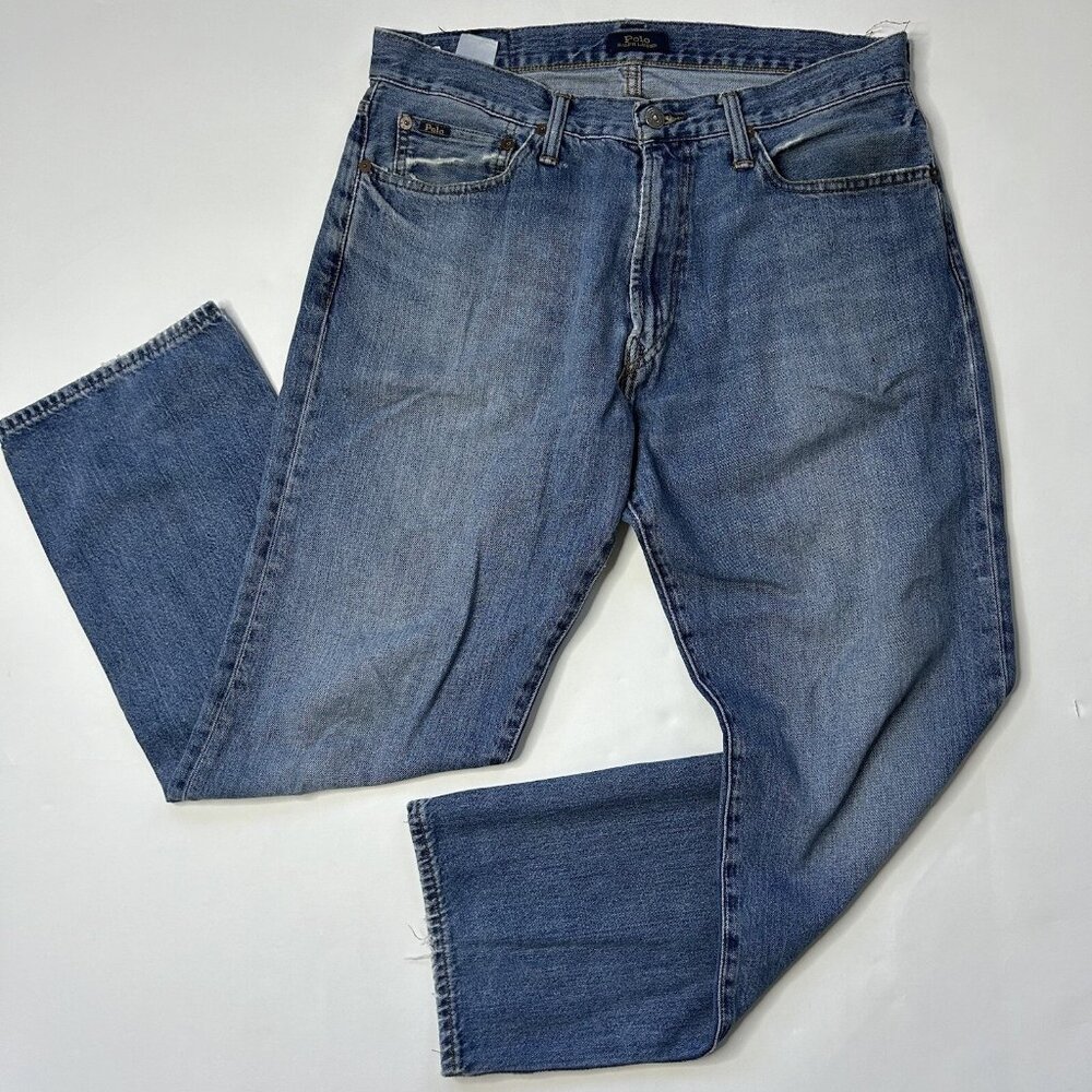 Polo Ralph Lauren Jeans Mens 33x30 Thompson Relaxed Straight Light Wash Denim